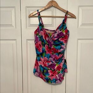 Miraclesuit Pink and Blue Asymmetrical Camisole Swimwear 14